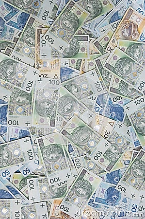 Polish zloty banknotes background Stock Photo