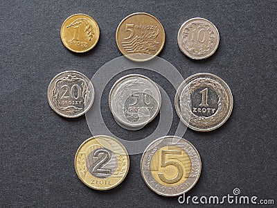 Polish Zloty coins, Poland Stock Photo