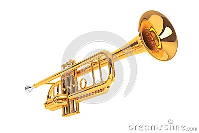 Polished Brass Trumpet Stock Photo