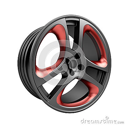 Polished chrome rim wheel on white Stock Photo