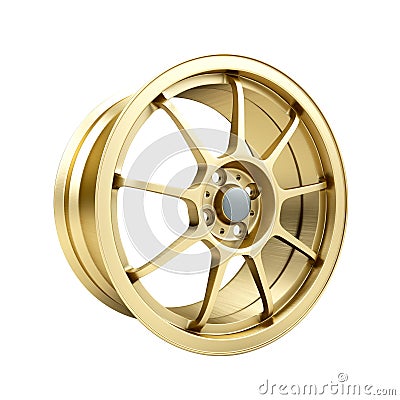 Polished chrome rim wheel on white Stock Photo