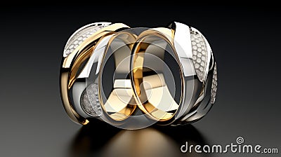 Polished Metal Wedding Bands In Twotone Gold And Silver Stock Photo