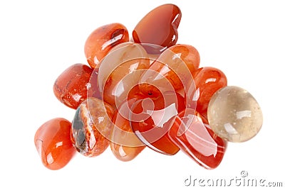 Polished orange striped agate collection Stock Photo