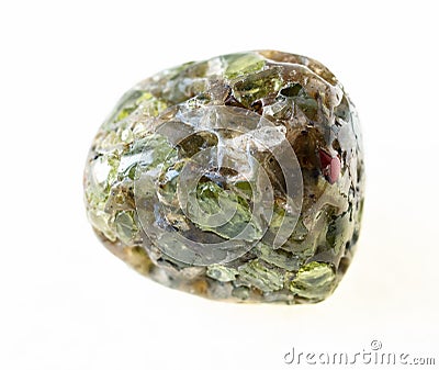 polished Peridot ( olivine) crystals in stone Stock Photo