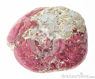 polished thulite (pink zoisite) gem stone on white Stock Photo