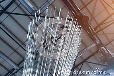 Polished welding wire for welding low carbon and low alloy steels Stock Photo