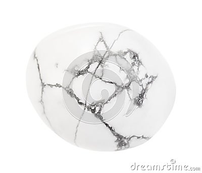 polished white Howlite gem stone isolated Stock Photo