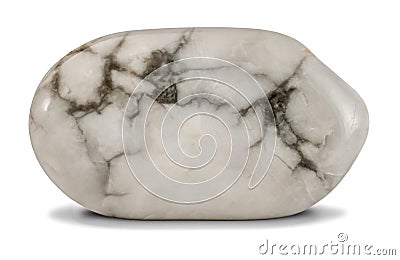 Polished white howlite stone, isolated on white background Stock Photo