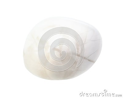 polished white Magnesite stone isolated on white Stock Photo