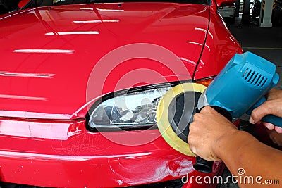 Polishing the car Stock Photo