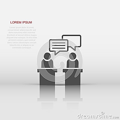 Politic debate icon in flat style. Presidential debates vector illustration on white isolated background. Businessman discussion Vector Illustration