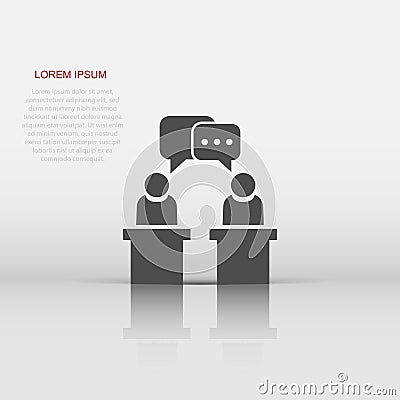 Politic debate icon in flat style. Presidential debates vector illustration on white isolated background. Businessman discussion Vector Illustration