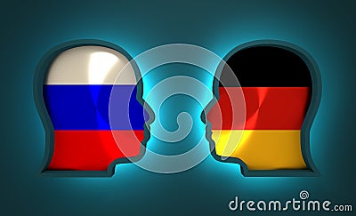 Politic and economic relationship between Russia and Germany Stock Photo