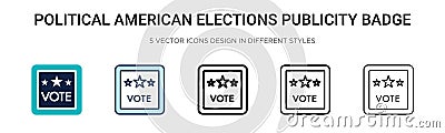 Political american elections publicity badge icon in filled, thin line, outline and stroke style. Vector illustration of two Vector Illustration