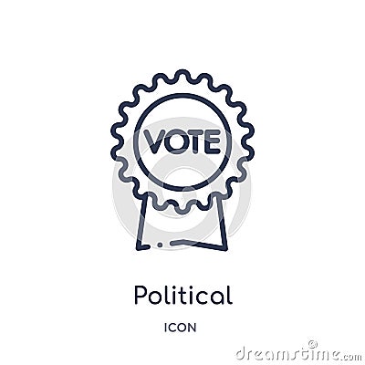 political american elections publicity badge icon from political outline collection. Thin line political american elections Vector Illustration