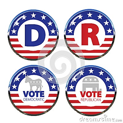 Political Buttons Both Parties Editorial Stock Photo