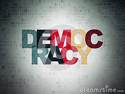 Political concept: Democracy on Digital Data Paper background Stock Photo