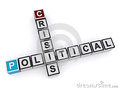 Political crisis word block Stock Photo