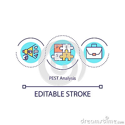 Political economic social technological analysis concept icon Vector Illustration