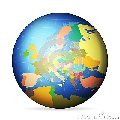 Political globe Europe Vector Illustration