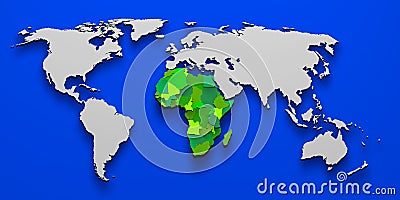 Political map of Africa 3D Cartoon Illustration