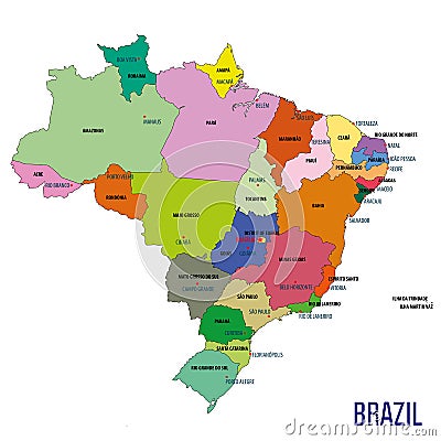 Political map of Brazil Vector Illustration