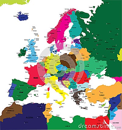 Political map of Europe Vector Illustration