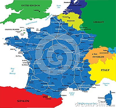 Political map of France Vector Illustration