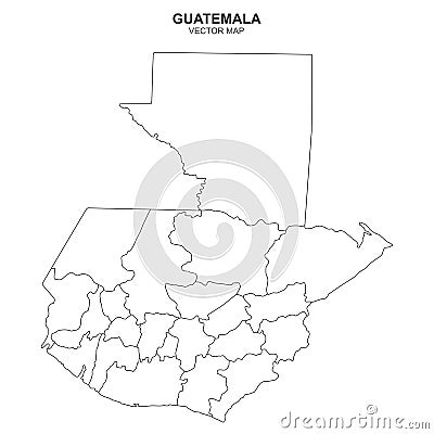 Political map of Guatemala isolated on white background Vector Illustration