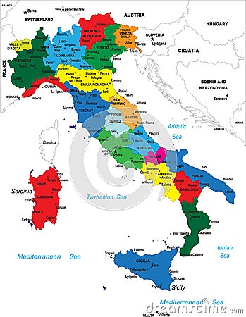 Political map of Italy Vector Illustration