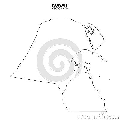 Political map of Kuwait isolated on white background Vector Illustration