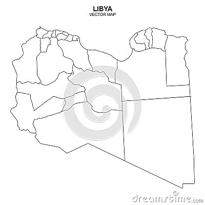 Political map of Libya isolated on white background Vector Illustration
