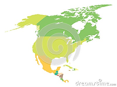 Political map North America Vector Illustration