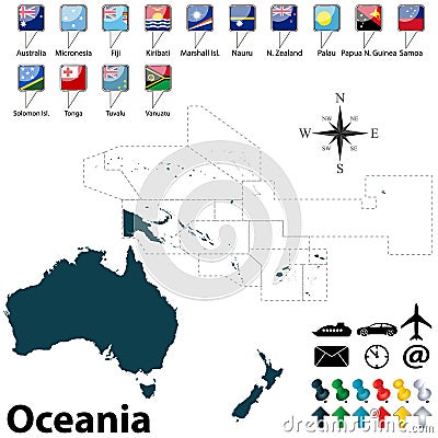 Political map of Oceania Vector Illustration