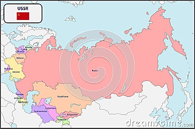 Political Map of USSR with Names Vector Illustration