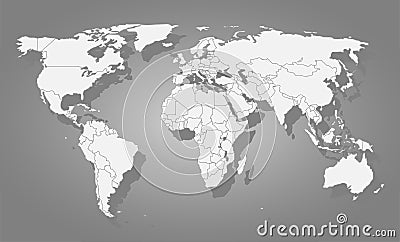 Political map of the world. Gray world map-countries. Vector Vector Illustration