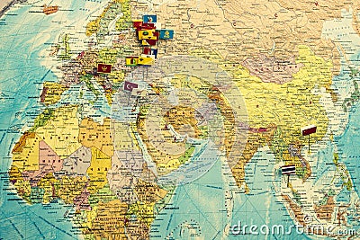 Political map of the world on the wall Stock Photo