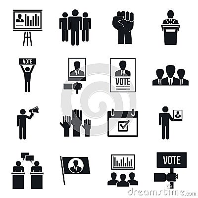 Political meeting icon set, simple style Vector Illustration