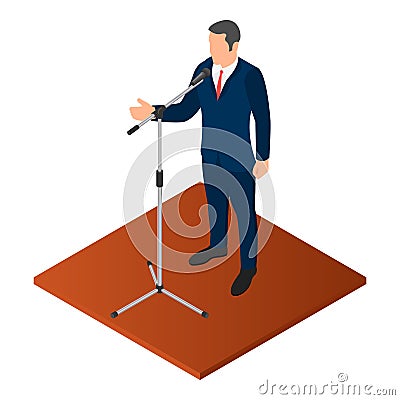 Political orator icon, isometric style Vector Illustration