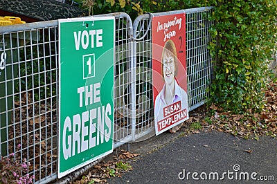 Political posters in the Blue Mountains Editorial Stock Photo