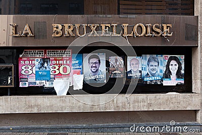 Political posters, Charleroi, Belgium Editorial Stock Photo