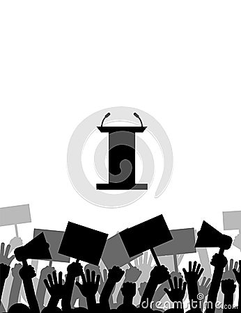 Political protest with silhouette. Vector Vector Illustration