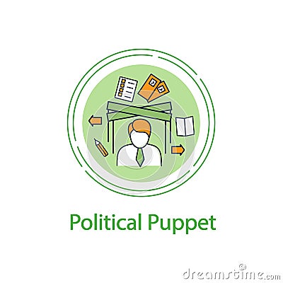 Political puppet concept line icon Vector Illustration