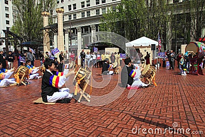 Political rally in Portland OR. Editorial Stock Photo