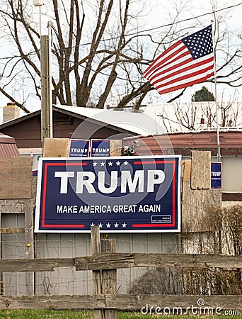 Political Sign Banner Trump Make America Great Again Editorial Stock Photo