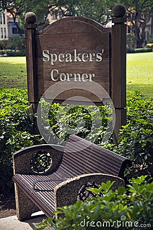 Political Speakers Corner at Hong Lim Park, Singapore Stock Photo