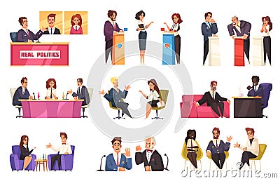 Political Talk Show Set Vector Illustration