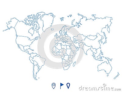 Political world blue map and vector illustration Vector Illustration