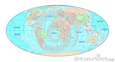 Topographic Map of the World with Borders, 3D Render Stock Illustration ...