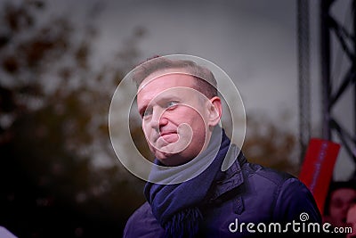Politician Alexei Navalny speaks at an opposition rally Editorial Stock Photo